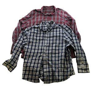 George Mens Shirt Size  3XLT Lot Of Two Long Sleeve Plaid Button Down Casual